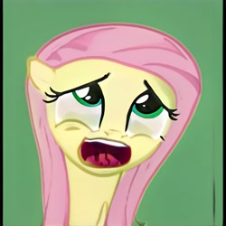 Size: 1024x1024 | Tagged: safe, artist:thisponydoesnotexist, derpibooru import, fluttershy, neural network, open mouth, uncanny valley, volumetric mouth