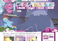 Size: 1123x800 | Tagged: safe, derpibooru import, applejack, fluttershy, pinkie pie, princess celestia, rainbow dash, rarity, spike, twilight sparkle, alicorn, earth pony, pegasus, pony, unicorn, 2012, friendship express, game, hasbro, looking at you, mane seven, mane six, nostalgia, official, smiling, website