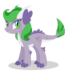 Size: 1024x1024 | Tagged: safe, artist:thebunnylover92, derpibooru import, oc, oc only, oc:emerald aura, dracony, hybrid, belly scales, ear fins, fangs, female, horns, interspecies offspring, offspring, parent:rarity, parent:spike, parents:sparity, scales, simple background, slit eyes, solo, transparent background