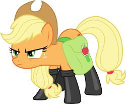 Size: 3634x3000 | Tagged: safe, artist:cloudyglow, artist:yanoda, derpibooru import, applejack, earth pony, pony, somepony to watch over me, .ai available, badass, boots, cowboy hat, female, freckles, hat, high res, latex, mare, shoes, simple background, solo, stetson, transparent background, vector