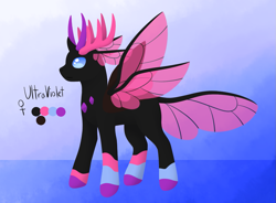 Size: 1173x863 | Tagged: safe, artist:the-dreepy-mom, derpibooru import, oc, oc:ultraviolet, changedling, changeling, female, pink changeling, solo