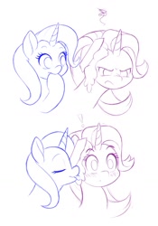 Size: 1000x1429 | Tagged: safe, artist:dstears, derpibooru import, starlight glimmer, trixie, pony, unicorn, the last problem, blushing, female, lesbian, licking, older, older starlight glimmer, older trixie, shipping, sketch, startrix, tongue, tongue out