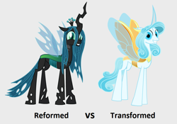Size: 1012x709 | Tagged: safe, artist:thunder-blur, derpibooru import, edit, queen chrysalis, changedling, changeling, changeling queen, pony, a better ending for chrysalis, adorkable, character development, choice, comparison, cute, cutealis, dork, dorkalis, duo, excited, faic, female, giggling, grin, happy, headcanon, irrational exuberance, looking at you, mare, orin's chrysalis, precious, purified chrysalis, redemption, reformed, silly, silly pony, simple background, smiling, spread wings, squee, standing, text, transformation, transformed, transparent background, vector, vector edit, when she smiles, wide eyes, wide smile, wings