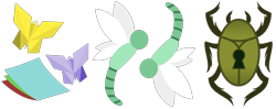 Size: 5000x1978 | Tagged: safe, artist:amgiwolf, derpibooru import, oc, oc only, beetle, butterfly, dragonfly, insect, cutie mark, cutie mark only, no pony, simple background, transparent background