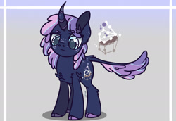 Size: 2388x1642 | Tagged: safe, artist:caramelbolt24, derpibooru import, oc, oc only, oc:starry frosting, classical unicorn, pony, unicorn, abstract background, cloven hooves, constellation, ear fluff, ears, freckles, glasses, leonine tail, magical lesbian spawn, offspring, parent:pinkie pie, parent:twilight sparkle, parents:twinkie, signature, solo, unshorn fetlocks