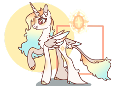 Size: 1920x1342 | Tagged: safe, artist:caramelbolt24, derpibooru import, princess celestia, alicorn, pony, alternate design, cloven hooves, ear fluff, ears, female, headcanon in the description, hoof fluff, horn, leonine tail, mare, raised hoof, raised leg, signature, simple background, solo, story included, transparent background, wings