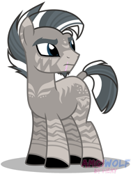 Size: 1501x1994 | Tagged: safe, artist:amgiwolf, derpibooru import, oc, oc only, zebra, colored hooves, frown, looking back, male, signature, simple background, solo, stallion, tail wrap, transparent background, zebra oc