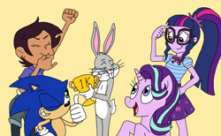 Size: 1818x1117 | Tagged: safe, artist:bugssonicx, derpibooru import, sci-twi, starlight glimmer, twilight sparkle, equestria girls, bugs bunny, crossover, luz noceda, sonic the hedgehog, sonic the hedgehog (series), the owl house, trophy