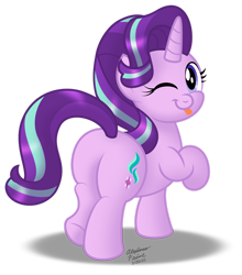 Size: 1280x1455 | Tagged: safe, artist:aleximusprime, derpibooru import, starlight glimmer, pony, unicorn, butt, cute, female, glimmer glutes, glimmerbetes, looking at you, looking back, looking back at you, mare, simple background, solo, tongue, tongue out, transparent background