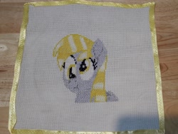 Size: 3096x2322 | Tagged: safe, artist:casquitos kawaii, derpibooru import, derpy hooves, pegasus, pony, blonde, blonde mane, cross stitch, embroidery, golden eyes, handmade