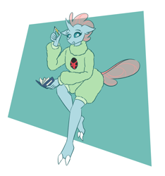 Size: 3000x3200 | Tagged: safe, artist:sneetymist, derpibooru import, ocellus, anthro, changedling, changeling, insect, ladybug, book, clothes, colored, cute, diaocelles, flat colors, fluffy, pajamas, pencil, simple background, solo