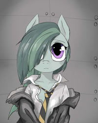 Size: 640x800 | Tagged: safe, artist:a.s.e, derpibooru import, marble pie, clothes, cute, female, looking at you, marblebetes, mare, necktie, school uniform, solo