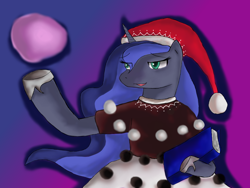 Size: 1280x960 | Tagged: safe, artist:izumi-ru, derpibooru import, princess luna, alicorn, clothes, cosplay, costume, doremy sweet, dress, female, hat, mare, orb, solo, touhou