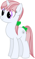 Size: 1929x3163 | Tagged: safe, artist:cranberry-tofu, derpibooru import, oc, oc only, oc:whisper call, pony, unicorn, bow, female, hair bow, mare, simple background, smiling, solo, tail bow, transparent background, vector