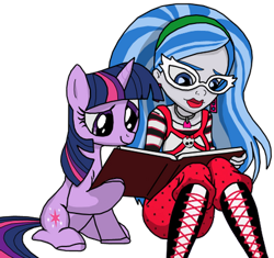 Size: 400x376 | Tagged: safe, artist:caveman-leon, derpibooru import, twilight sparkle, unicorn twilight, unicorn, book, ghoulia yelps, monster high, simple background, transparent background