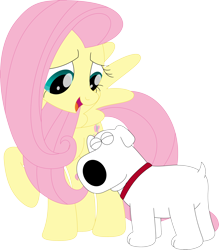 Size: 3122x3561 | Tagged: safe, artist:porygon2z, derpibooru import, fluttershy, brian griffin, crossover, family guy