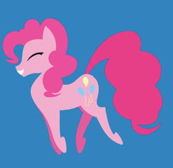 Size: 499x483 | Tagged: safe, artist:samoht-lion, derpibooru import, pinkie pie, blue background, eyes closed, minimalist, modern art, simple background, smiling