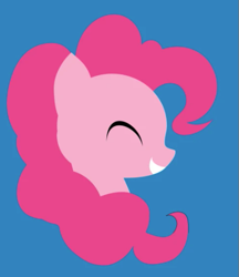 Size: 439x509 | Tagged: safe, artist:samoht-lion, derpibooru import, pinkie pie, blue background, eyes closed, minimalist, modern art, simple background, smiling