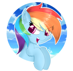 Size: 1500x1470 | Tagged: safe, artist:jadebreeze115, derpibooru import, rainbow dash, pegasus, pony, cloud, cloudy, cute, female, holding onto something, mare, simple background, smiling, solo, sticker, sunny, transparent background
