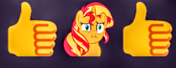 Size: 272x105 | Tagged: safe, artist:thegamerpainter, screencap, sunset shimmer, pony, unicorn, equestria girls, discord (program), emoji, emoji ponies, emotes, photo, ponified, reaction image, screenshots, solo, thumbs up