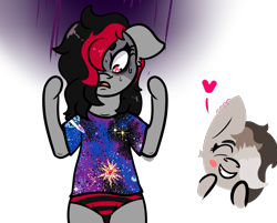 Size: 1300x1046 | Tagged: safe, artist:lazerblues, derpibooru import, oc, oc only, oc:kitkat, oc:miss eri, clothes, collar, ear piercing, panties, piercing, shirt, simple background, transparent background, underwear