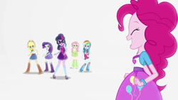 Size: 1920x1080 | Tagged: safe, derpibooru import, screencap, applejack, fluttershy, pinkie pie, rainbow dash, rarity, sci-twi, twilight sparkle, equestria girls, mirror magic, spoiler:eqg specials, ^^, applejack's hat, boots, clothes, cowboy boots, cowboy hat, cute, cutie mark, cutie mark on clothes, denim skirt, diapinkes, eyes closed, geode of fauna, geode of shielding, geode of sugar bombs, geode of super speed, geode of super strength, geode of telekinesis, glasses, hat, humane five, humane six, jacket, jewelry, magical geodes, necklace, open mouth, ponytail, shoes, skirt