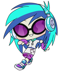 Size: 640x740 | Tagged: safe, alternate version, artist:batipin, derpibooru import, dj pon-3, vinyl scratch, equestria girls, chibi, female, headphones, simple background, solo, transparent background