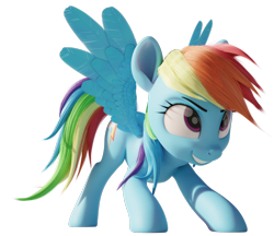 Size: 1156x1000 | Tagged: safe, artist:therealdjthed, derpibooru import, rainbow dash, pegasus, pony, 3d, blender, cute, dashabetes, female, grin, mare, simple background, smiling, solo, spread wings, transparent background, wings