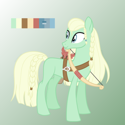 Size: 1700x1700 | Tagged: safe, artist:katelynleeann42, derpibooru import, oc, oc:spring leaf, earth pony, pony, arrow, bow (weapon), bow and arrow, male, solo, stallion, weapon