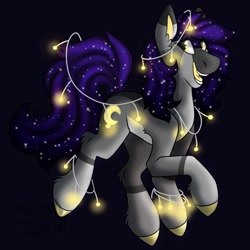 Size: 1200x1200 | Tagged: safe, artist:vashtwiist, derpibooru import, oc, oc only, oc:fyrefly, earth pony, pony, fairy lights, solo