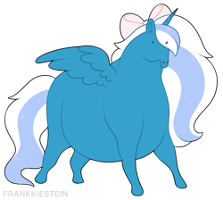 Size: 670x600 | Tagged: safe, artist:frankkiestein, derpibooru import, oc, oc:fleurbelle, alicorn, horse, alicorn oc, bow, commission, fat, female, hair bow, horn, mare, simple background, transparent background, wings, ych result