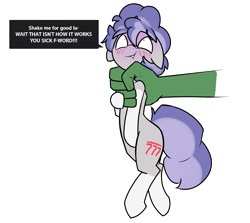 Size: 1467x1307 | Tagged: safe, artist:triplesevens, oc, oc only, oc:anon, oc:triple sevens, human, pony, unicorn, choking, dialogue, disembodied hand, hand, horn, male, offscreen character, simple background, speech bubble, stallion, text, transparent background, two toned mane