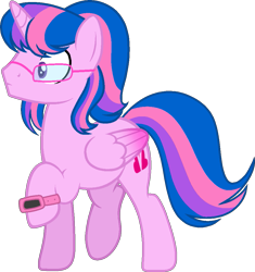 Size: 943x1004 | Tagged: safe, artist:guruyunus17, derpibooru import, oc, oc only, oc:hsu amity, alicorn, pony, alicorn oc, base used, glasses, horn, male, no clothes, rule 63, simple background, solo, stallion, transparent background, vector, watch, wings