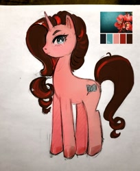 Size: 810x992 | Tagged: safe, artist:ekot, derpibooru import, oc, oc only, oc:glory star, unicorn, female, mare, oda 997, reference, simple background, solo, traditional art