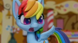 Size: 1920x1080 | Tagged: safe, derpibooru import, screencap, rainbow dash, pegasus, pony, cake off, my little pony: pony life, my little pony: stop motion short, female, open mouth, shocked, solo, stop motion, sugarcube corner