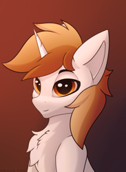 Size: 1100x1500 | Tagged: safe, artist:xeniusfms, derpibooru import, oc, oc only, pony, unicorn, brown eyes, horn, looking at you, male, raffle prize, solo, stallion