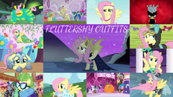 Size: 1280x721 | Tagged: safe, derpibooru import, edit, edited screencap, editor:quoterific, screencap, butterscotch sweets, country mile, discord, fast break, fluttershy, gallus, neon brush, ocellus, princess celestia, private pansy, rarity, saddle rager, sandbar, silverstream, smolder, spike, twilight sparkle, twilight sparkle (alicorn), yona, alicorn, green isn't your color, hearth's warming eve (episode), horse play, hurricane fluttershy, magic duel, make new friends but keep discord, power ponies (episode), scare master, sparkle's seven, suited for success, the crystal empire, viva las pegasus, catsuit, clothes, cosplay, costume, crown, dangerous mission outfit, disguise, dress, flutterbat costume, flutterhulk, flutterrange, flutterspy, food, gala dress, goggles, hard-won helm of the sibling supreme, hoodie, impossibly rich, inanimate tf, jewelry, jousting outfit, las pegasus resident, modelshy, orange, orangified, power ponies, regalia, shylestia, student six, transformation