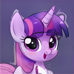 Size: 1024x1024 | Tagged: safe, artist:thisponydoesnotexist, derpibooru import, pony, unicorn, accidentally a canon character, bust, neural network, not twilight sparkle, open mouth, portrait, simple background, solo