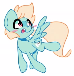 Size: 1980x2048 | Tagged: safe, artist:kindakismet, derpibooru import, oc, oc only, oc:cloud gazer, pegasus, pony, blushing, flying, solo, spread wings, wings