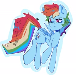 Size: 2048x2032 | Tagged: safe, artist:bluewolfiess, derpibooru import, rainbow dash, pegasus, pony, solo, squint