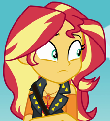 Size: 946x1040 | Tagged: safe, derpibooru import, screencap, sunset shimmer, better together, equestria girls, forgotten friendship, cropped, geode of empathy, magical geodes, solo