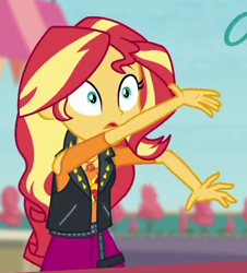 Size: 524x580 | Tagged: safe, derpibooru import, screencap, sunset shimmer, better together, equestria girls, rollercoaster of friendship, cropped, geode of empathy, magical geodes, solo, throwing