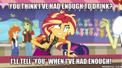 Size: 600x337 | Tagged: safe, derpibooru import, edit, edited screencap, screencap, flam, golden hazel, sandalwood, sci-twi, sunset shimmer, twilight sparkle, better together, equestria girls, rollercoaster of friendship, caption, geode of empathy, image macro, magical geodes, memeful.com, text