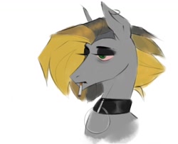 Size: 1620x1318 | Tagged: safe, artist:snowbound_wing, derpibooru import, oc, oc only, pony, cigarette, collar, ear piercing, earring, jewelry, lidded eyes, piercing, sketch, smoking, solo