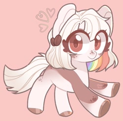 Size: 1317x1290 | Tagged: safe, artist:pastelpastry16, derpibooru import, oc, oc only, earth pony, pony, coffee bean, coffee beans, heart, looking at you, multicolored hair, rainbow hair, solo