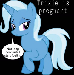 Size: 1080x1090 | Tagged: safe, artist:tomko51, derpibooru import, edit, edited screencap, screencap, trixie, unicorn, black background, happy, pregnant, simple background