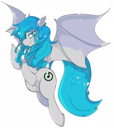 Size: 1702x1916 | Tagged: safe, artist:bluewolfiess, derpibooru import, oc, oc only, bat pony, pony, chest fluff, flying, looking at you, solo, spread wings, wings