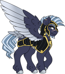 Size: 1016x1154 | Tagged: safe, artist:kryptidkitty, derpibooru import, commander hurricane, pegasus, pony, headcanon, kryptverse, redesign, simple background, solo, transparent background