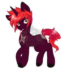 Size: 800x800 | Tagged: safe, artist:lavvythejackalope, derpibooru import, oc, oc only, pony, unicorn, colored hooves, eye clipping through hair, horn, mouth hold, needle, simple background, smiling, stitches, unicorn oc, white background