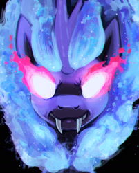 Size: 1500x1869 | Tagged: safe, artist:mrscroup, derpibooru import, oc, kirin, nirik, fangs, glowing eyes, kirin oc, mane of fire, solo